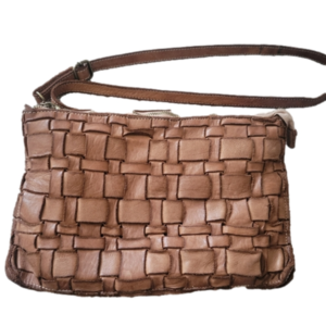 Costanza Rota Cognac Woven Leather Crossbody Bag - Good Condition